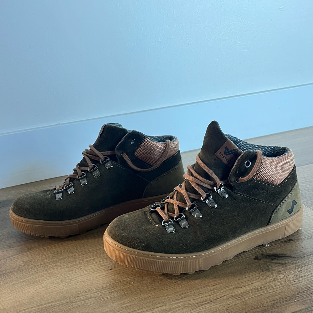 Forsake Lace-Up Boots in Dark Green and Tan